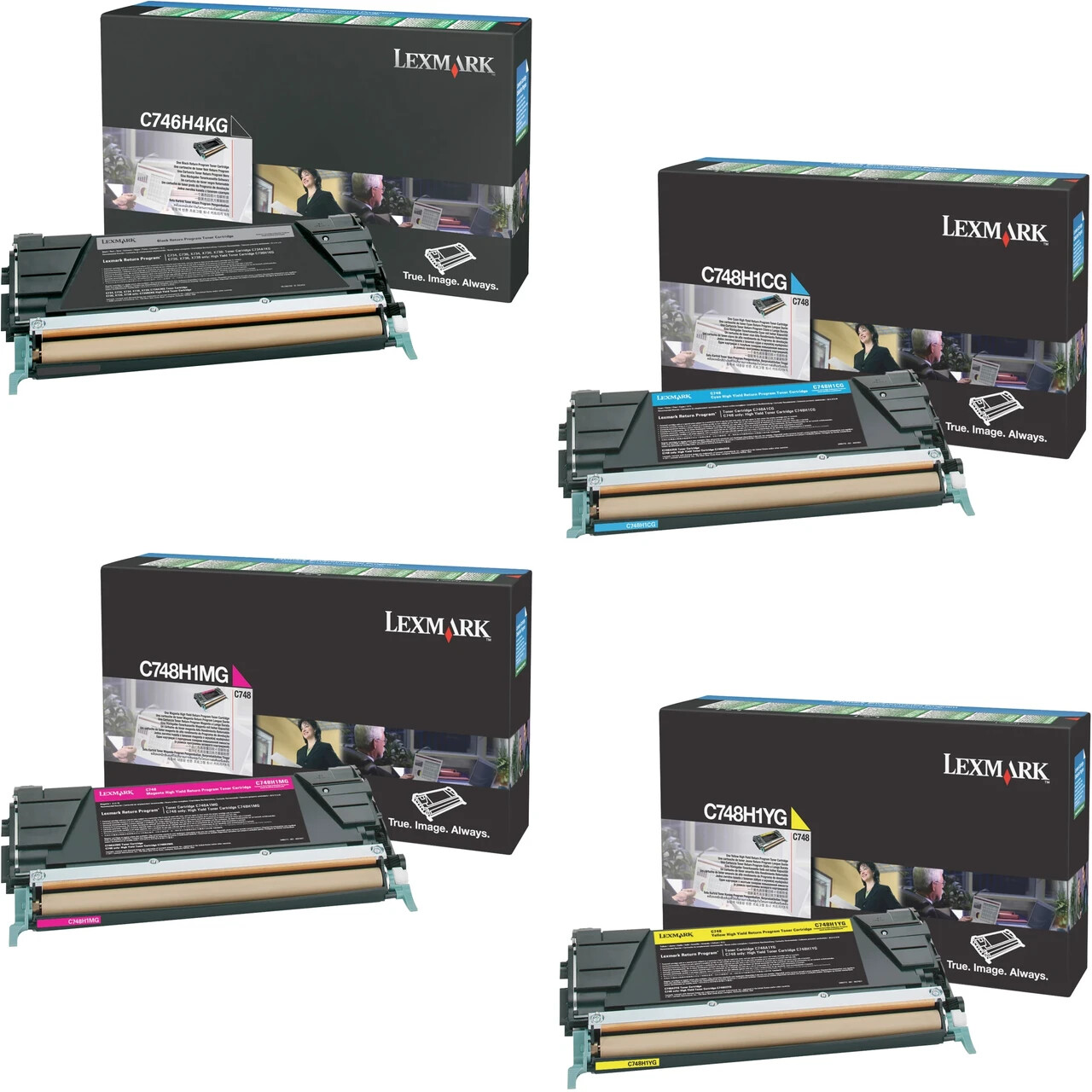 Genuine Lexmark Set C746H1KG C748H1CG C748H1MG C748H1YG Sealed Boxes Ship Fast