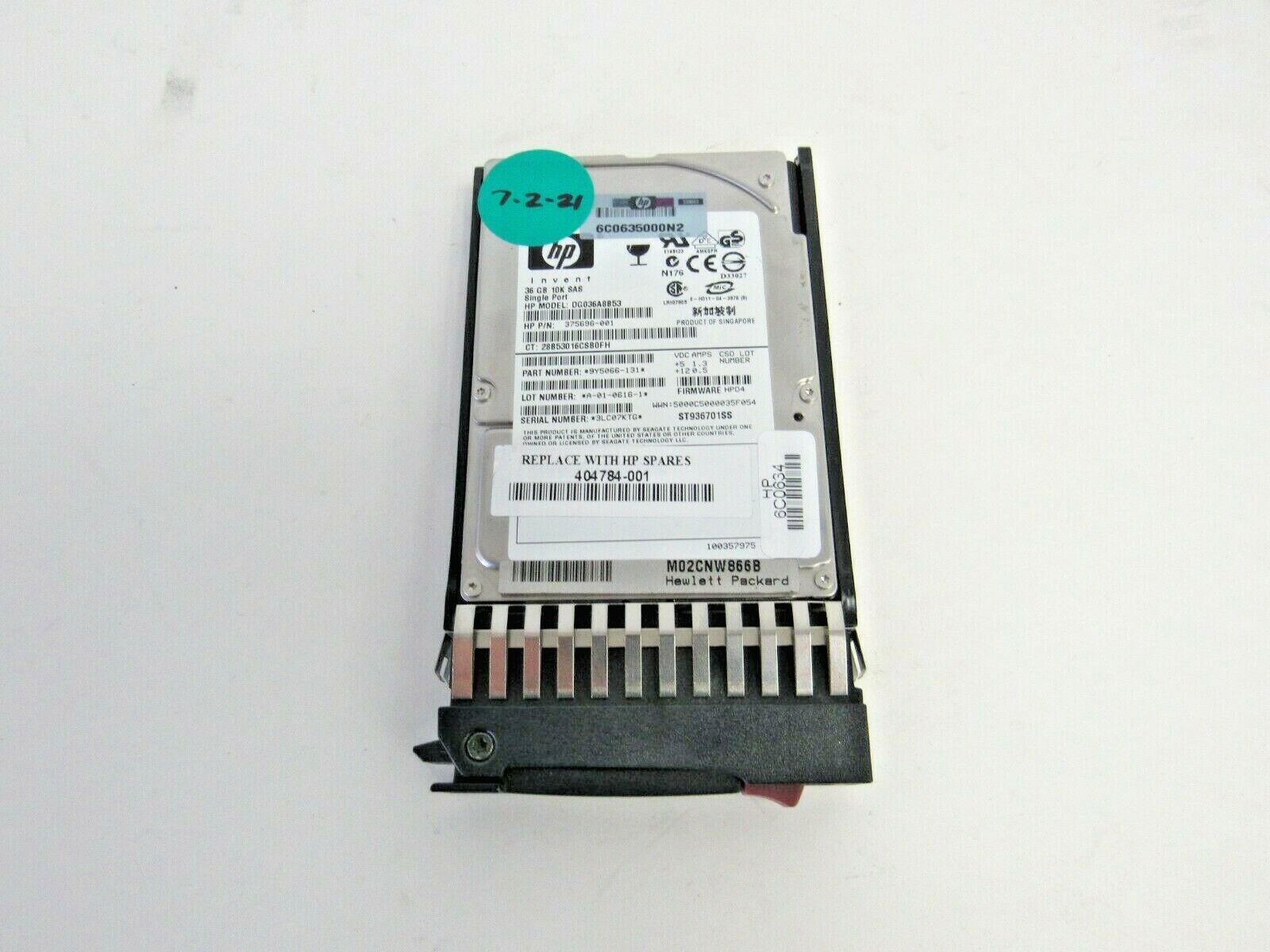 HP 375696-001 Seagate 9Y5066-131 Savvio 36.7GB 10k-RPM SAS-1 8MB 2.5