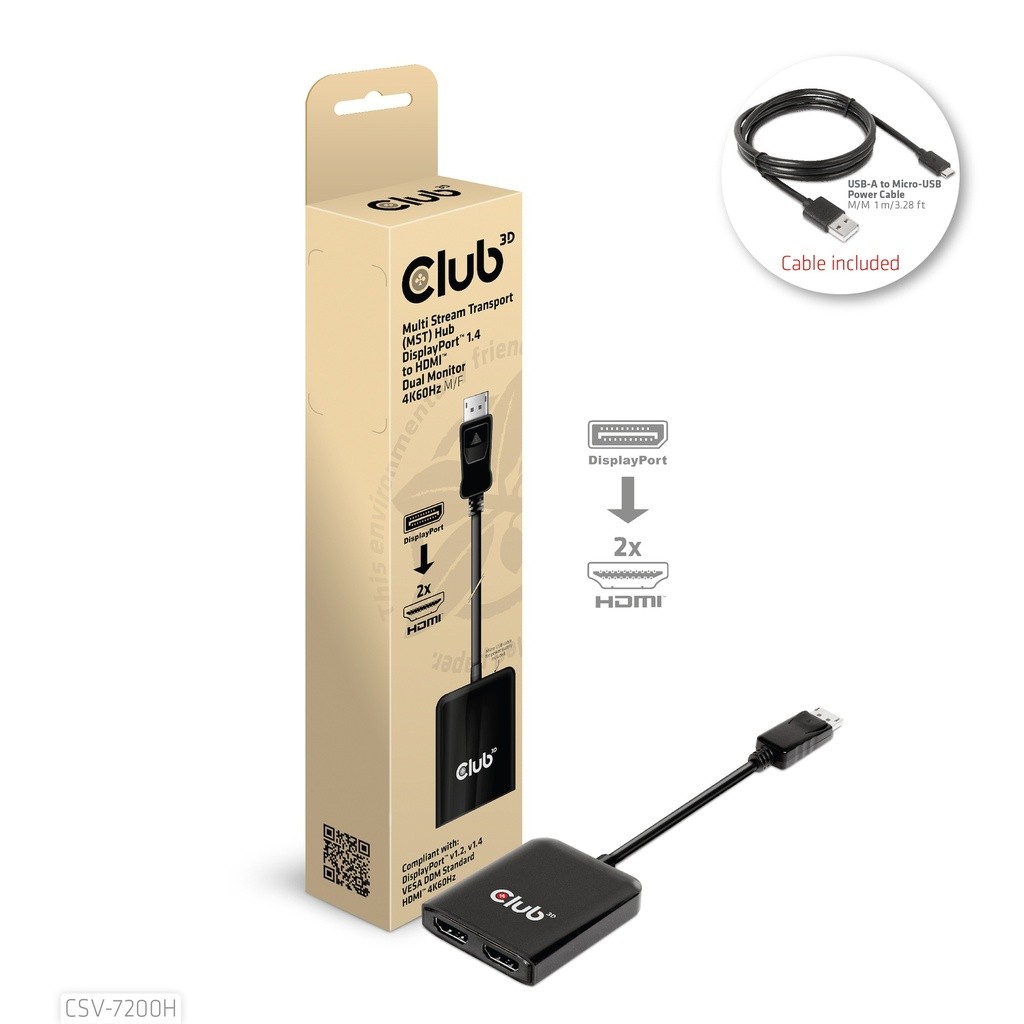 Club 3D CSV-7200H Video Adapter DisplayPort Male to HDMI Female 20cm u ~D~