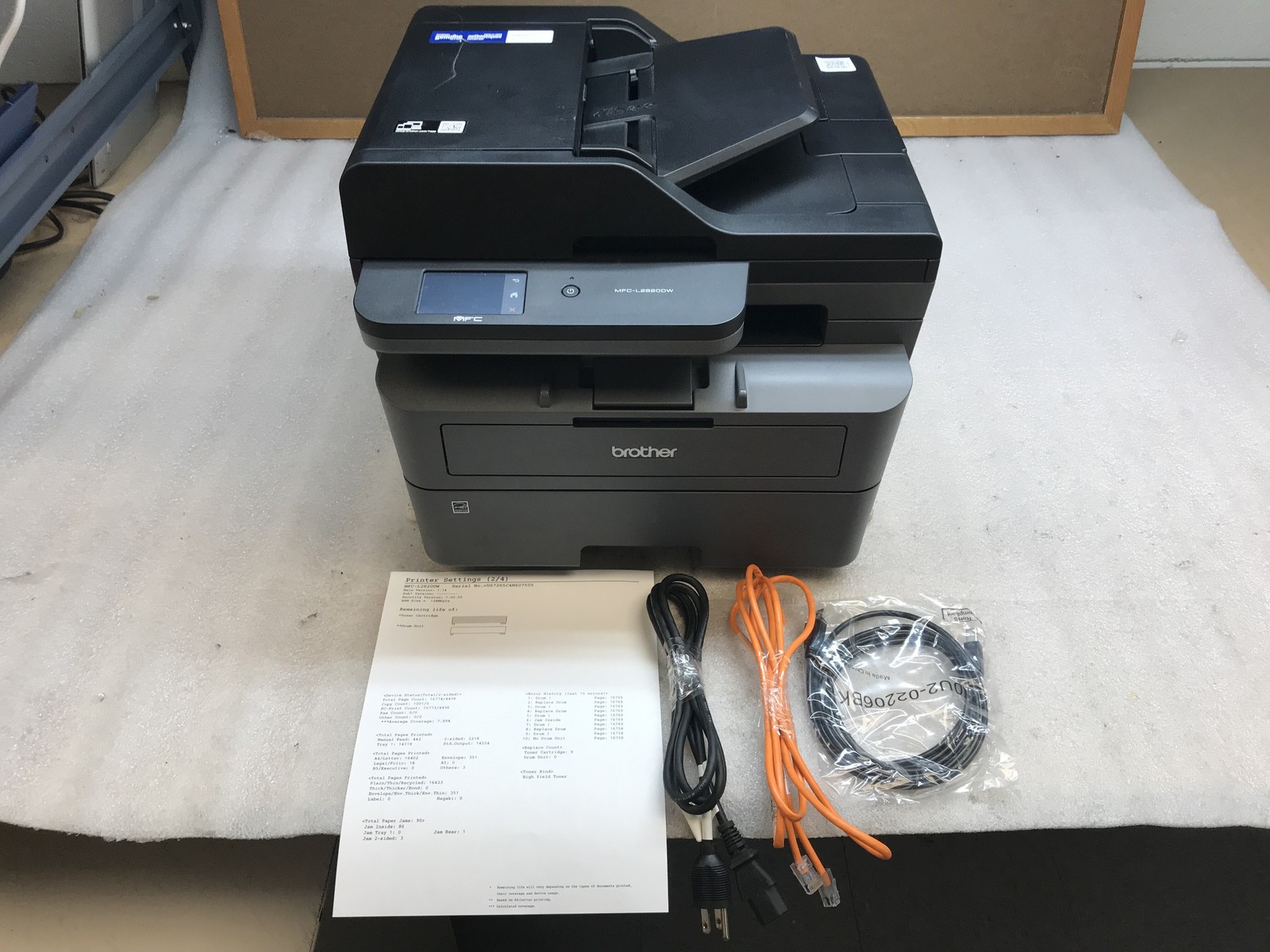 Brother MFC-L2820DW Monochrome AIO Laser Printer 16K Page Count w/ Toner