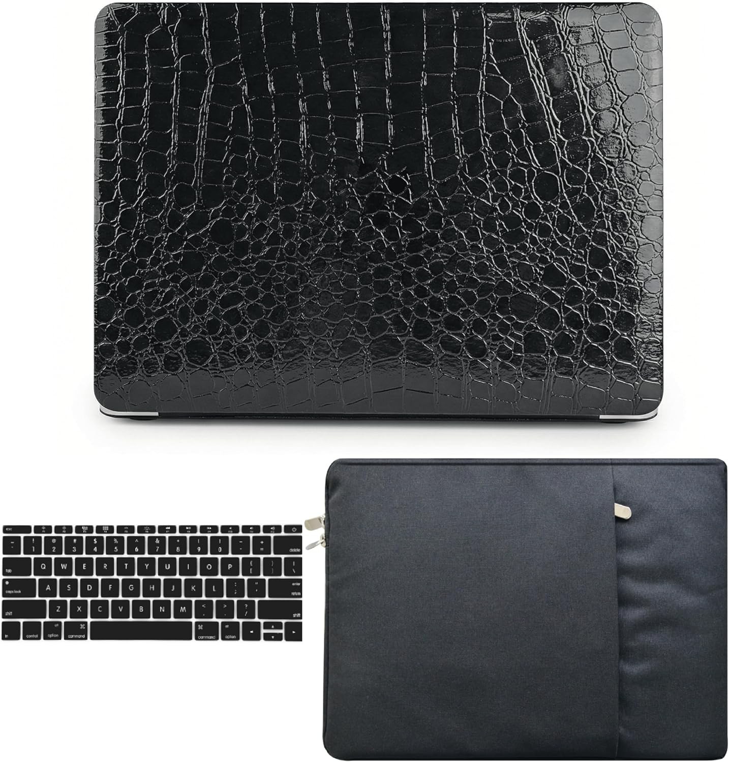 Ultra Thin Case for MacBook Air 15 inch M5 2026-2023 Release, Black Crocodile