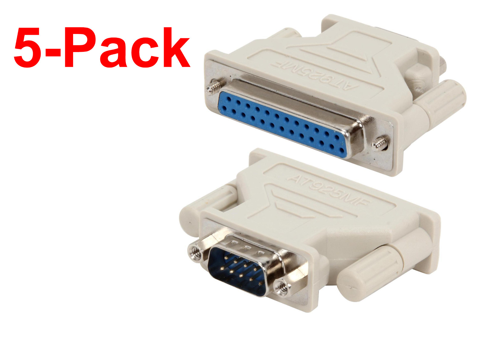 5-Pack DB9 9 Pin Male to DB25 25 Pin Female Adapter (DB9M to DB25F)