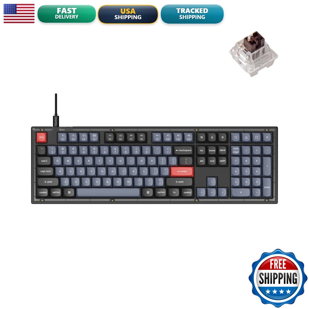 Keychron V6 Wired Mechanical Keyboard, Full-Size QMK/VIA Programmable Macro