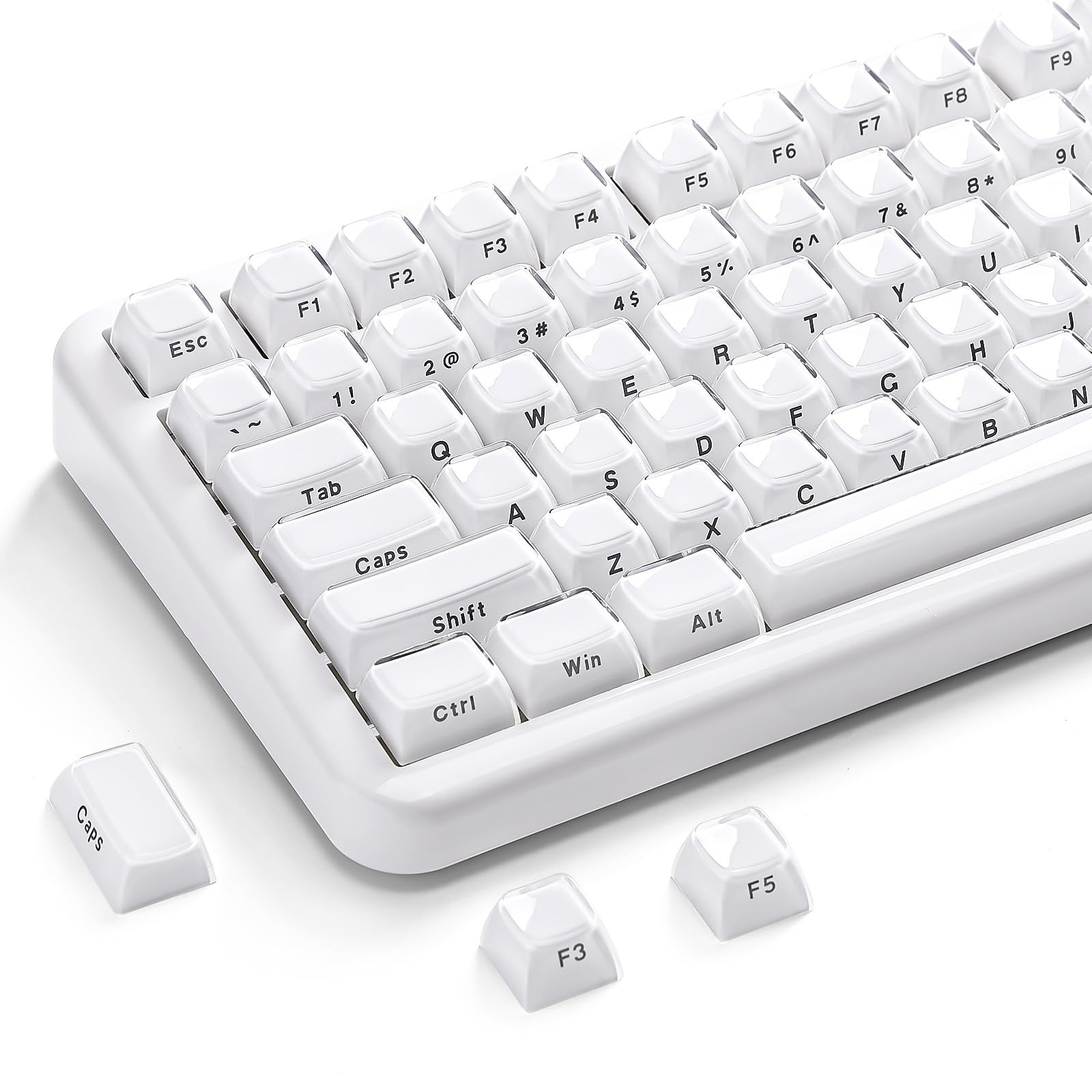 113 PCS White Jelly PBT Keycap Set OEM Profile Fits 65/75/96 Percent MX