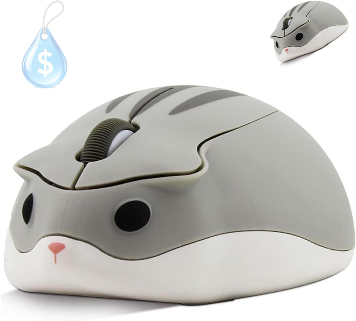 Wireless Mouse Cute Hamster Shape Silent Click Portable Compact Optical 1200DPI