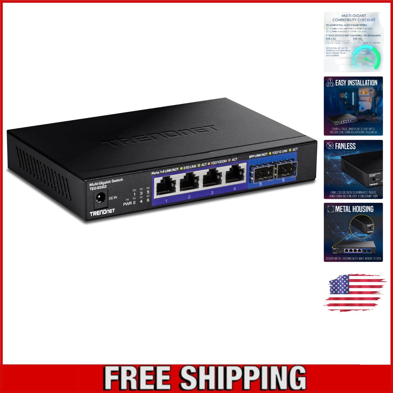 Effortless Setup: 6-Port Unmanaged Multi-Gig Switch with Easy Installation