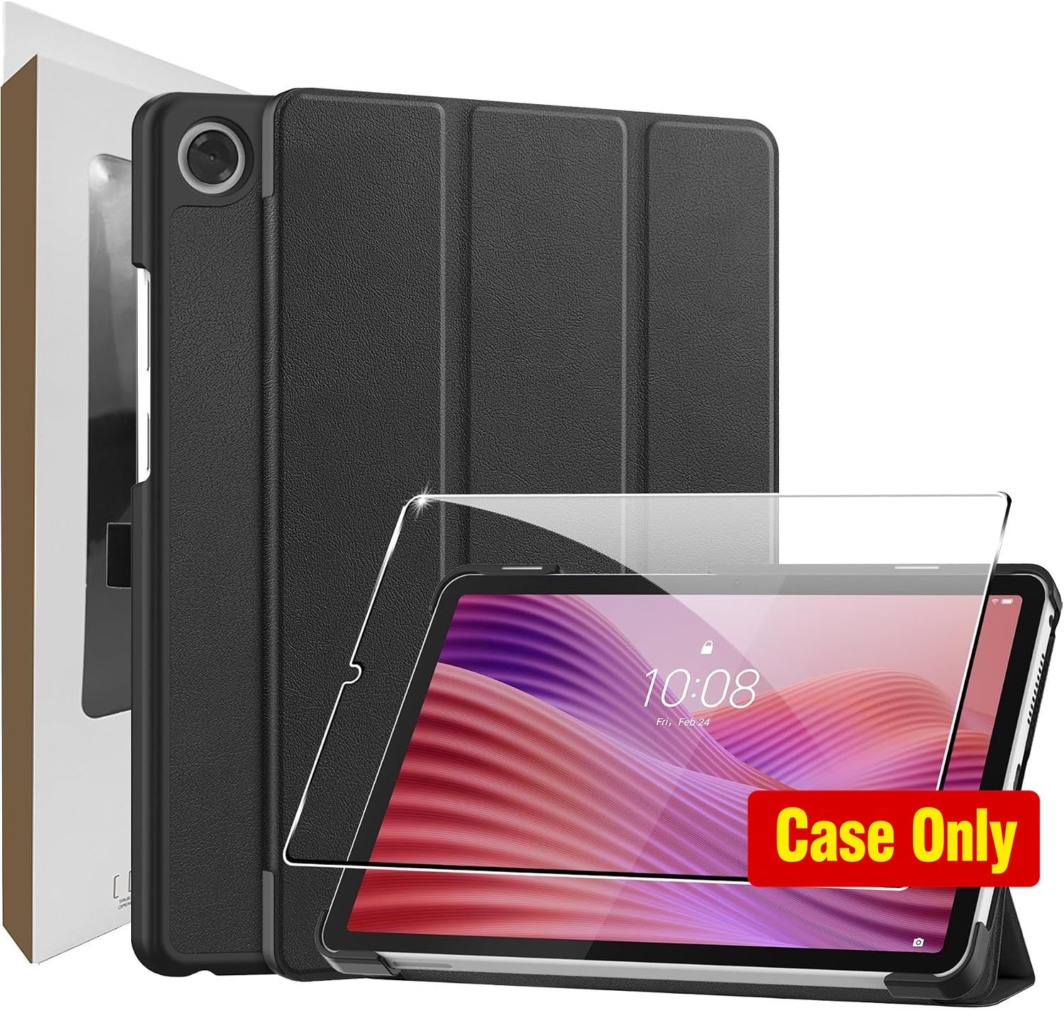Lightweight Black Hard Shell Case with Screen Protector for Lenovo Tab One 8.7
