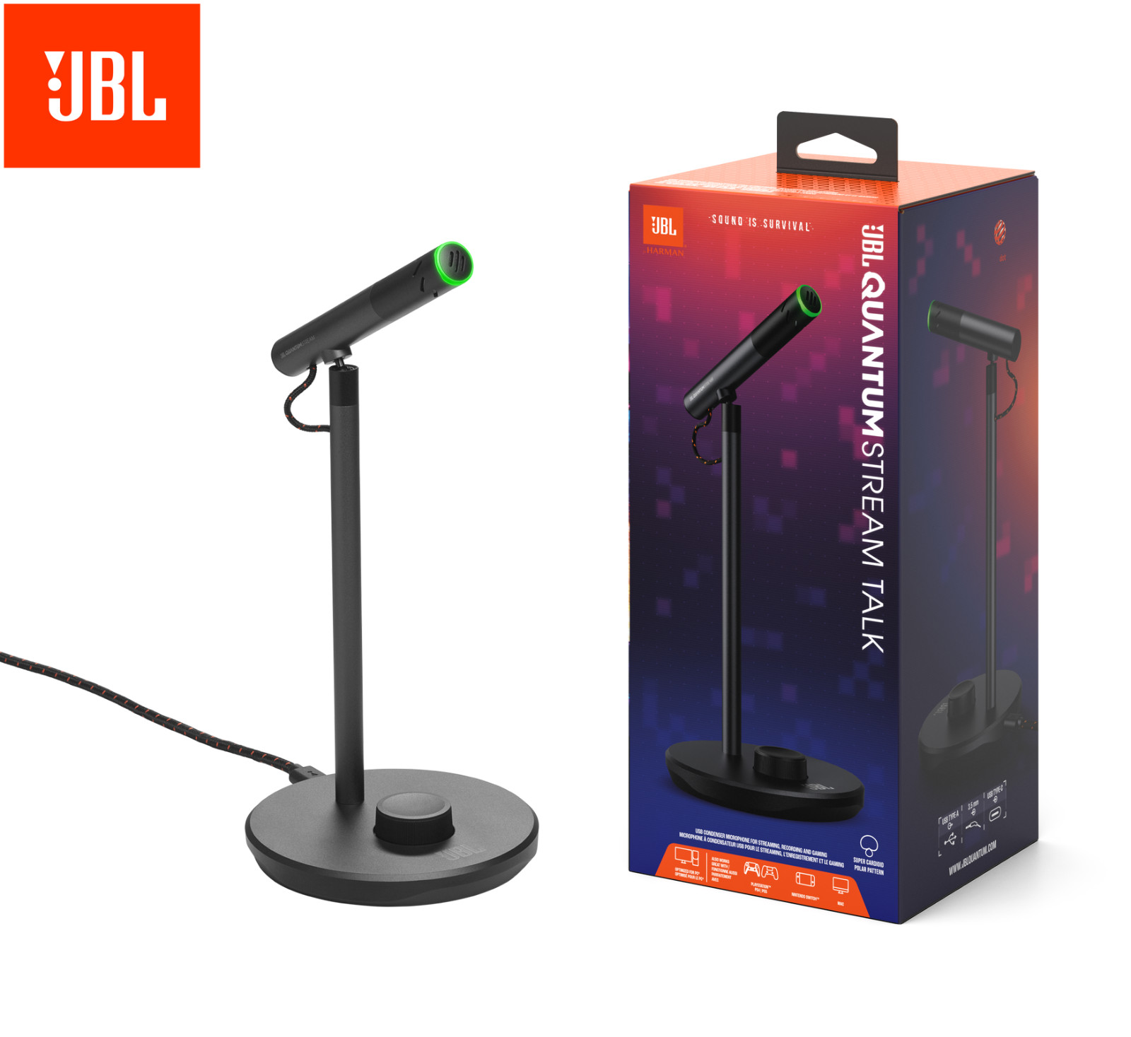 JBL USB Microphone for PC Mac Gaming Streaming Podcast Quantum Stream Talk New