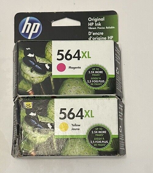 HP 564 XL Two Pack Color Ink Cartridges High Yield Magenta and Yellow, New