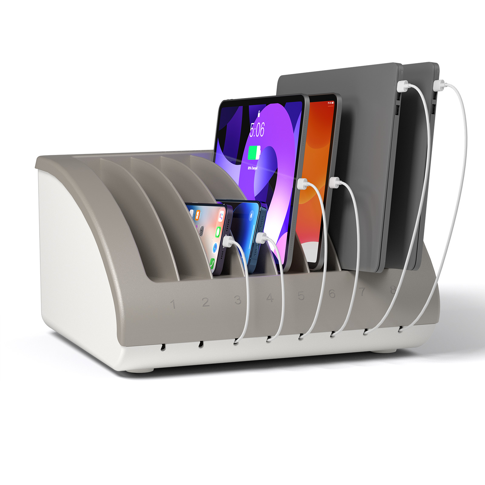 8 Devices USB Charging Station for Chromebook & iPad, Laptop Charging Dock Rack