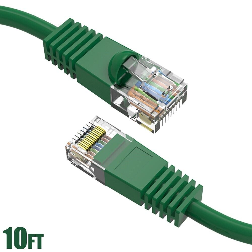 10FT Cat5E RJ45 Ethernet LAN Network UTP Snagless Patch Cable Pure Copper Green