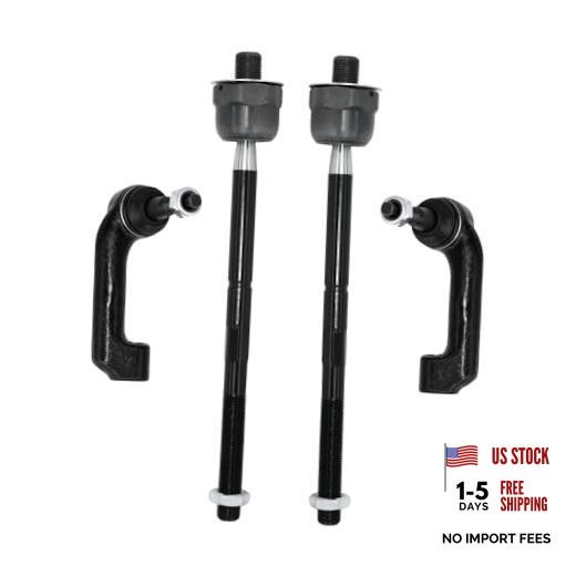 4Pcs Front Steering Inner Outer Tie Rod Ends Kit