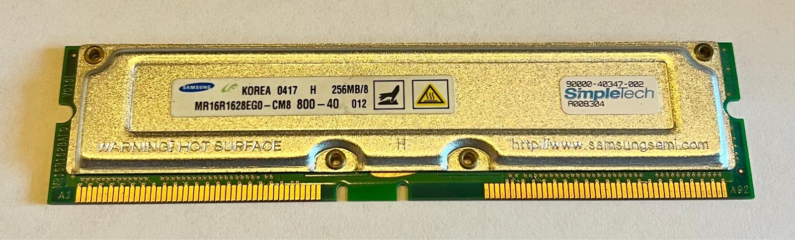 PRICE REDUCED - SAMSUNG Original 184-Pin 256MB RAMBUS RDRAM PC-800 MR16R1628EG0