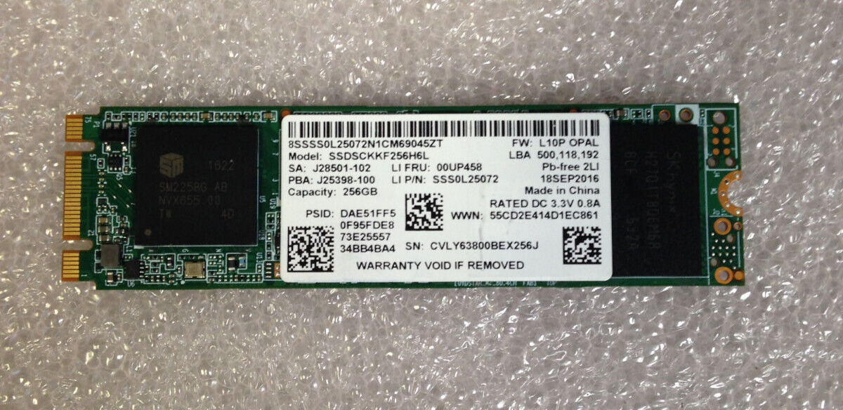 Intel SSDSCKKF256H6L FRU: 00UP458 SSD 256GB Solid State Drive