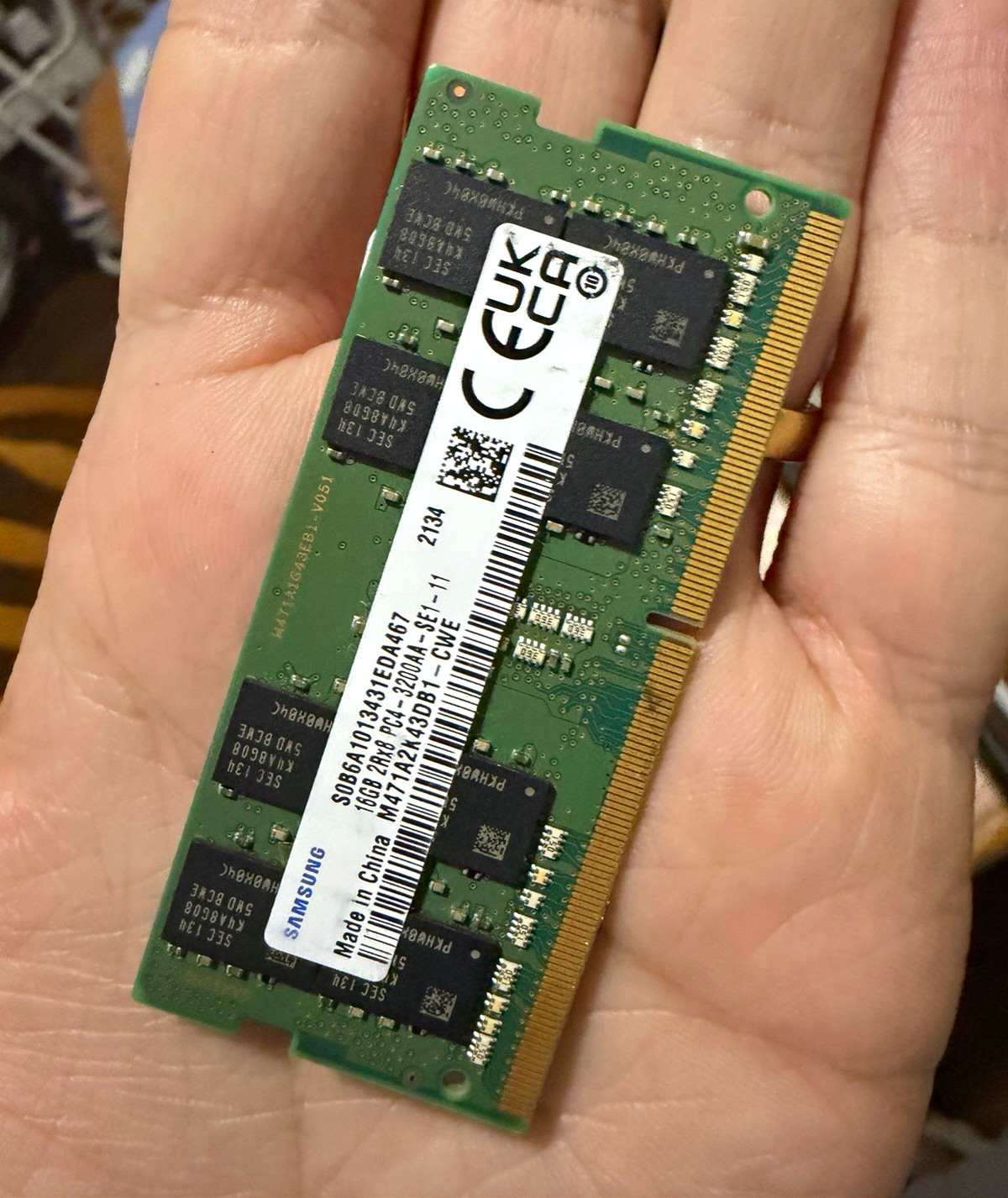 Samsung 16GB DDR4 SO-DIMM PC4-3200AA 260-Pin Non-ECC RAM M471A2K43DB1