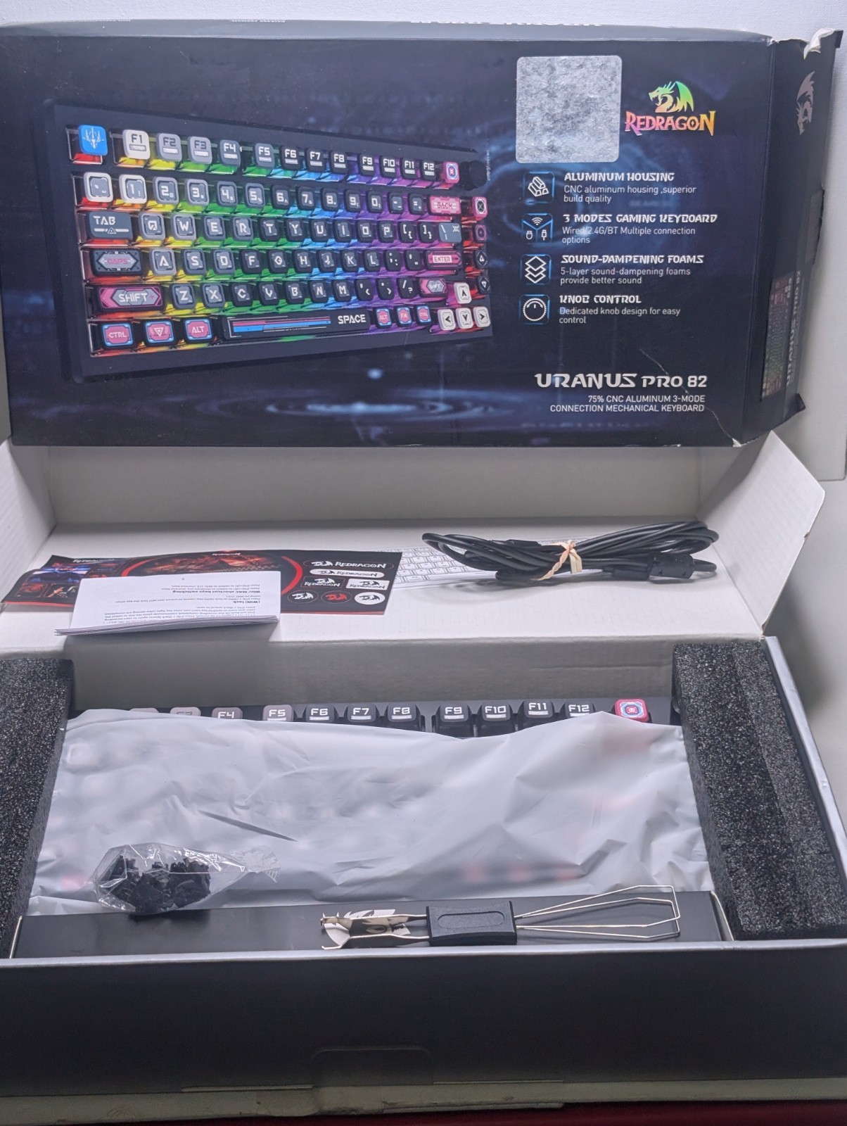 Redragon Uranus Pro 82 K732MC RGB Wireless Mechanical Gaming Keyboard Aluminum