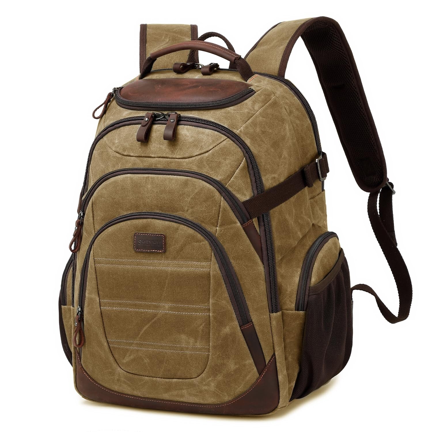 Travel Laptop Backpack 17.3 inch XL Computer Backpack for Men Waxed Canvas Co...
