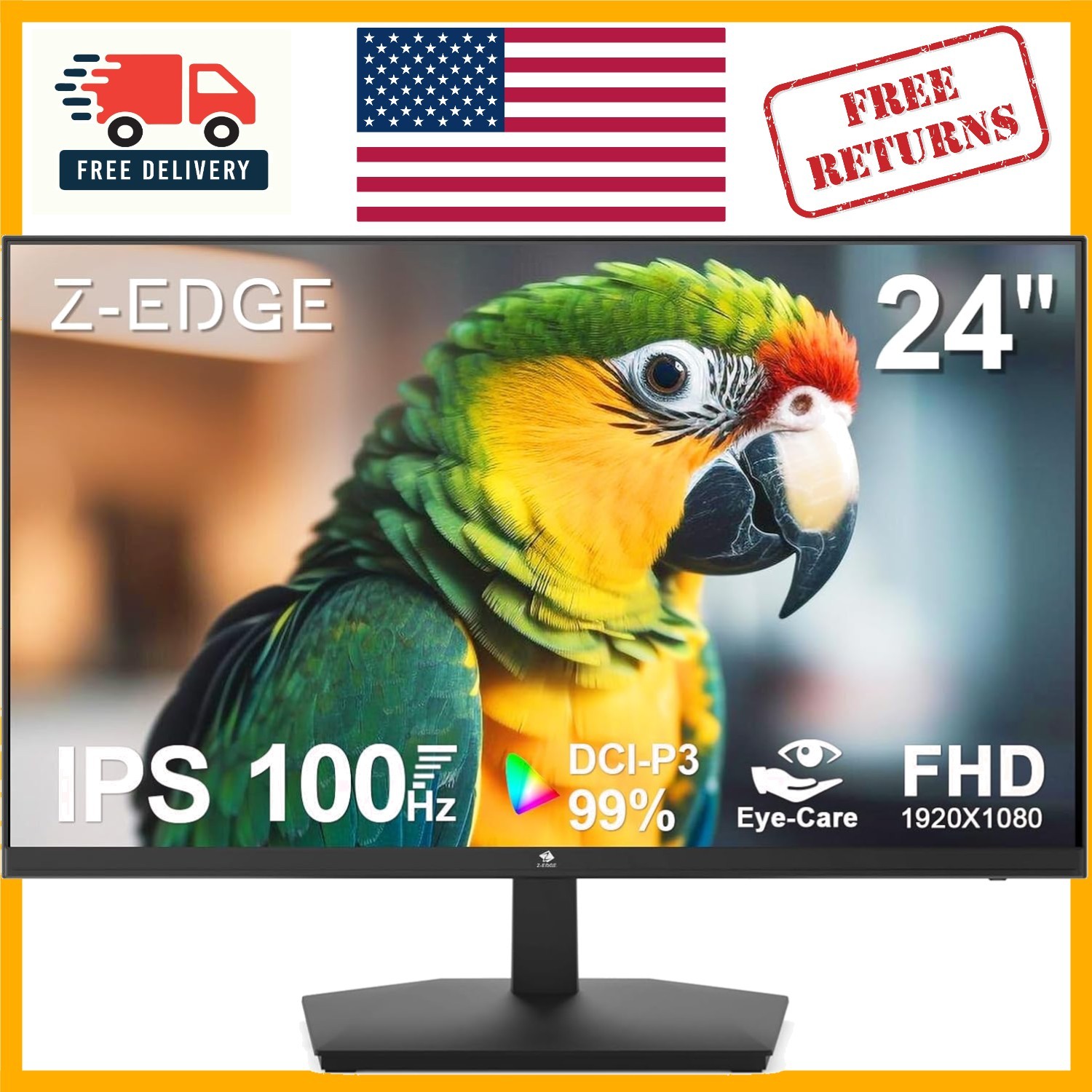 Elegant 24-Inch Monitor with 100Hz & Low Blue Light - Perfect for Home Offices