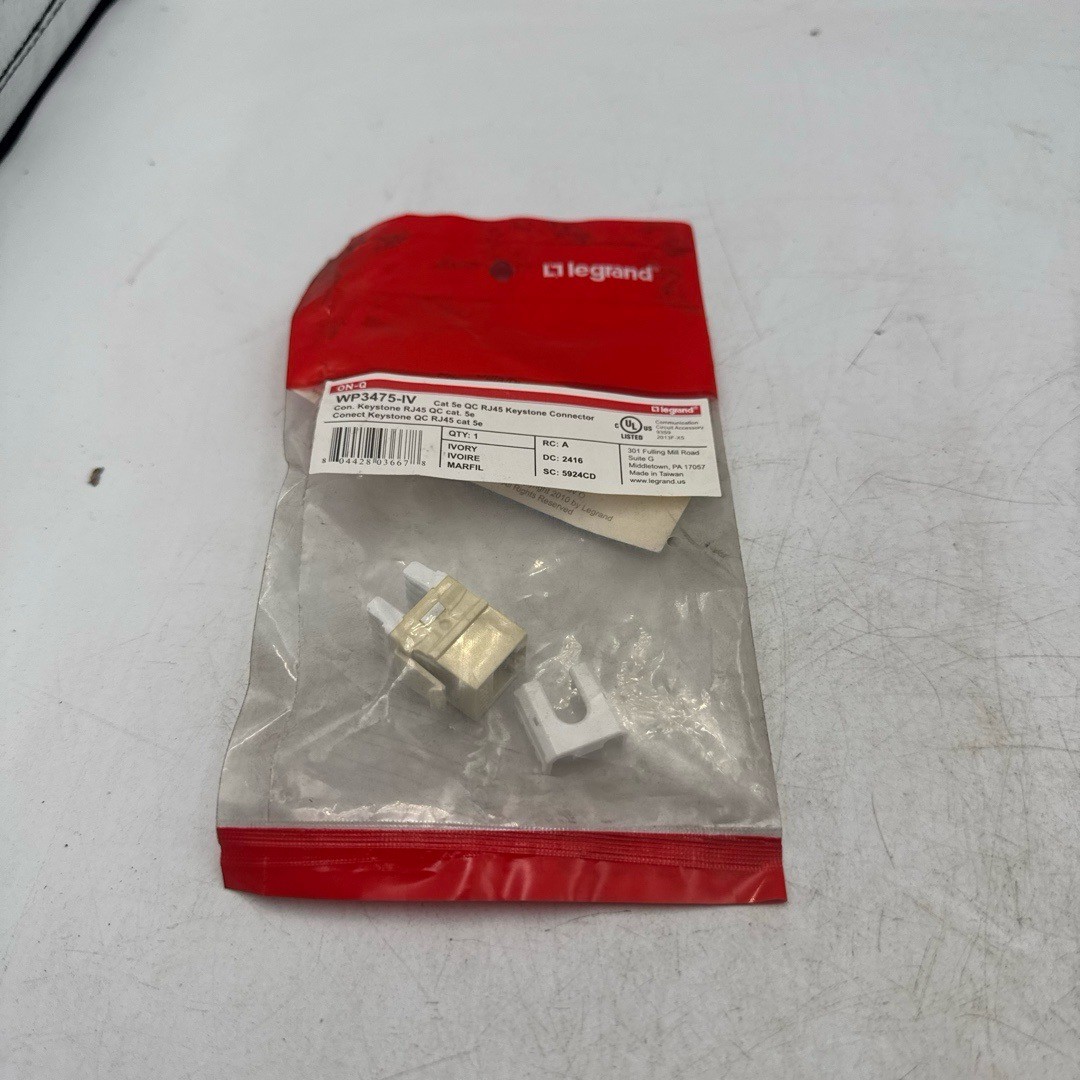 Legrand On-Q Keystone Connector Ivory WP-3475-IV Cat 5e RJ45 Quick Connect