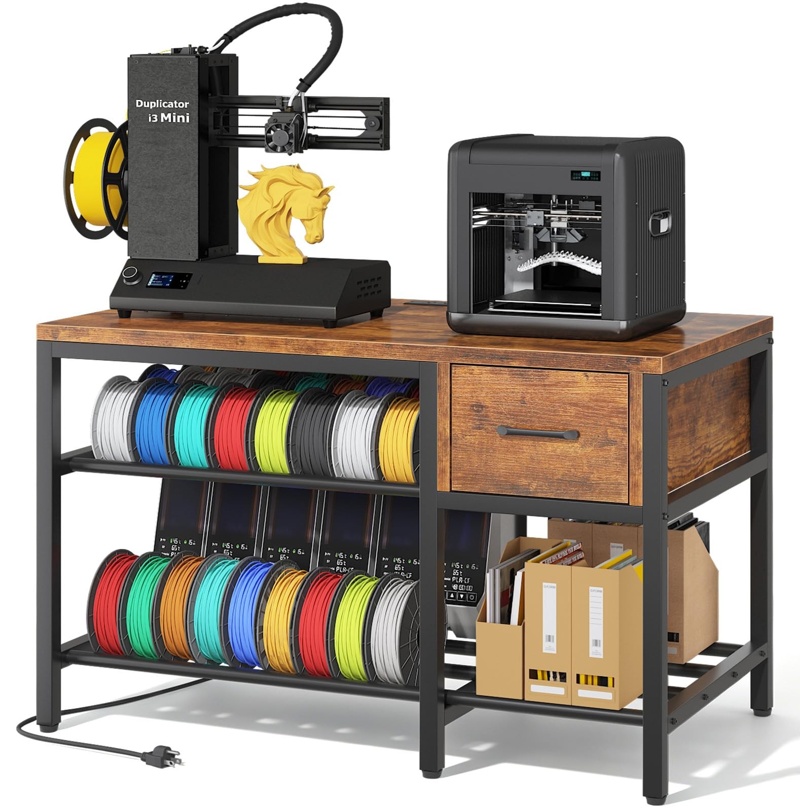 3D Printer Stand with Filament Storage – Heavy Duty Metal 3D Printer Table with
