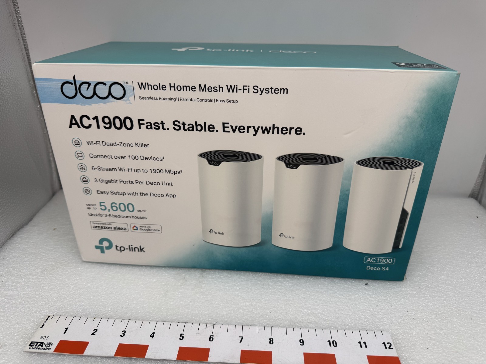 TP-LINK DECO AC1900 S4 3PK WHOLE HOME MESH WI-FI SYSTEM 2.4GHZ/5GHZ NEW OPEN BOX