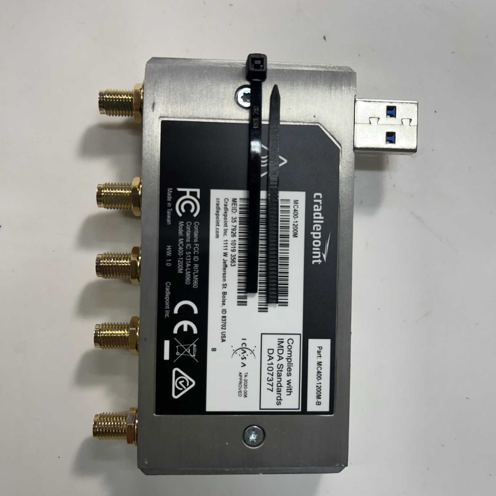 CRADLEPOINT MC400-1200M-B LTE CELLULAR MODEM CAT18 MULTI CARRIER LTE ANTENNAS
