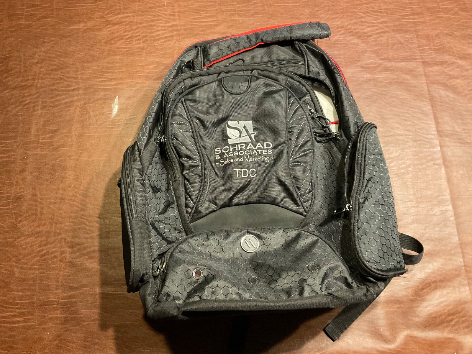 Elleven Backpack Black Hexagon Laptop Computer Travel Multi Pocket Business Bag