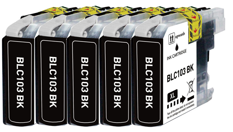 5P XL BLACK Print Ink  +Chip fits Brother LC103 MFC J475DW J650DW J875DW J450DW