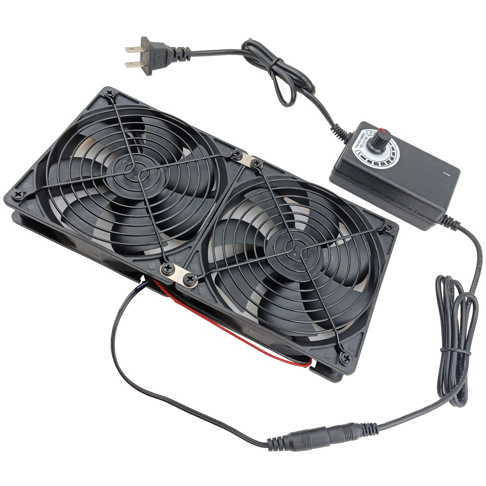 DC 12V Cooler 2 Fan 3200RPM Speed Adjustable for PC Cabinet Air Exhaust Cooling