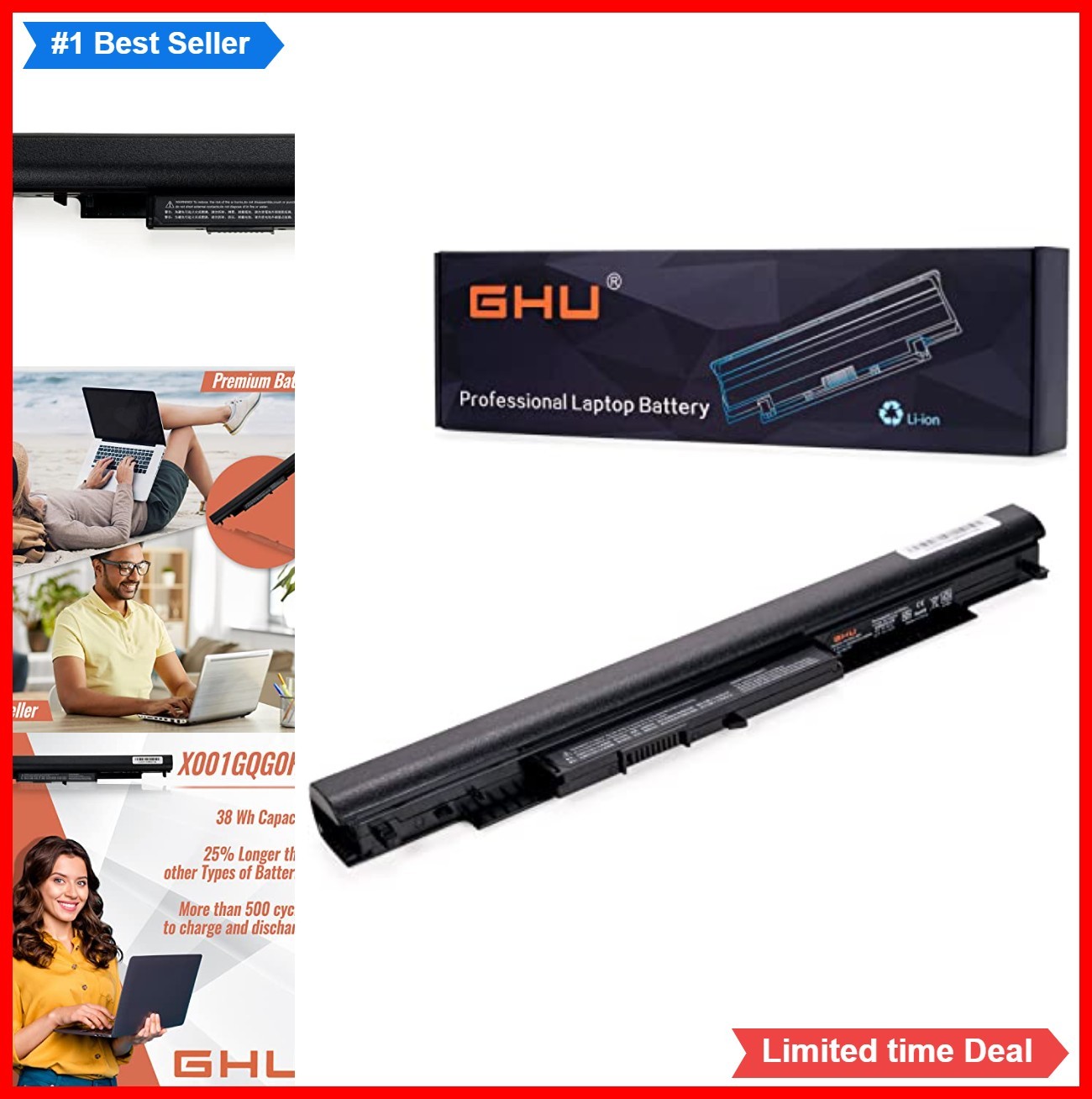 Laptop Battery 38Wh 14.8V 2600mAh Lithium Ion Replacement for HP Pavilion 15