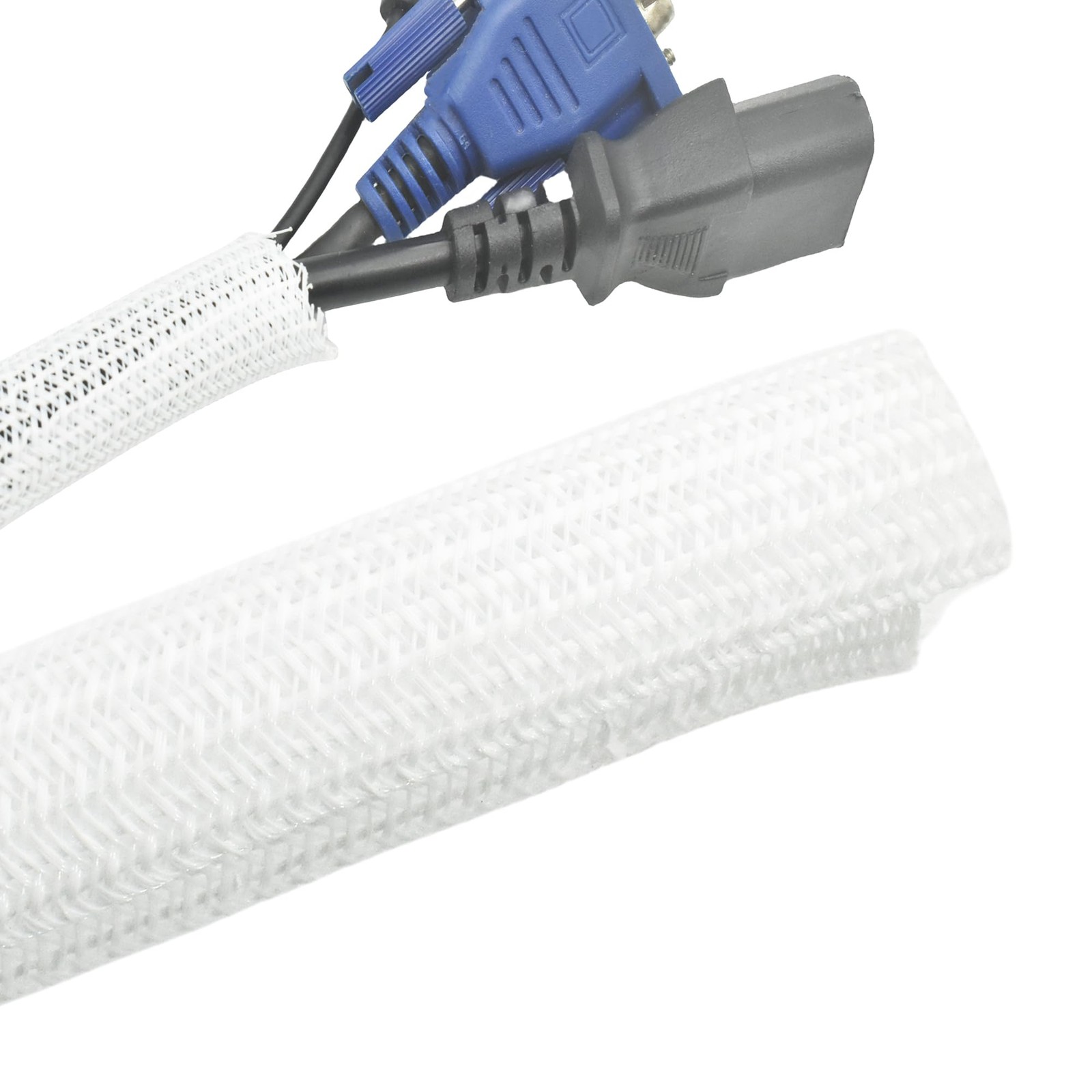 12Ft Cable Management Sleeve(1/2" Dia.),Self-Wrapping Cord Cover,Braided Mesh Sp