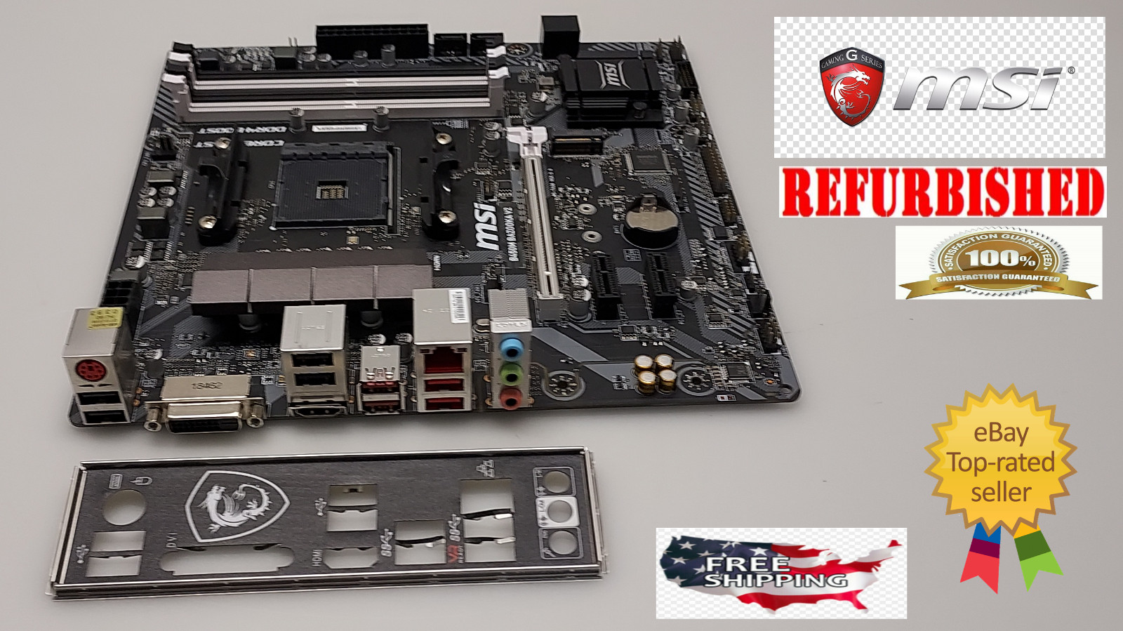 MSI B450M BAZOOKA V2 AMD AM4 Micro ATX GAMING DDR4 MOTHERBOARD WITH I/O SHIELD
