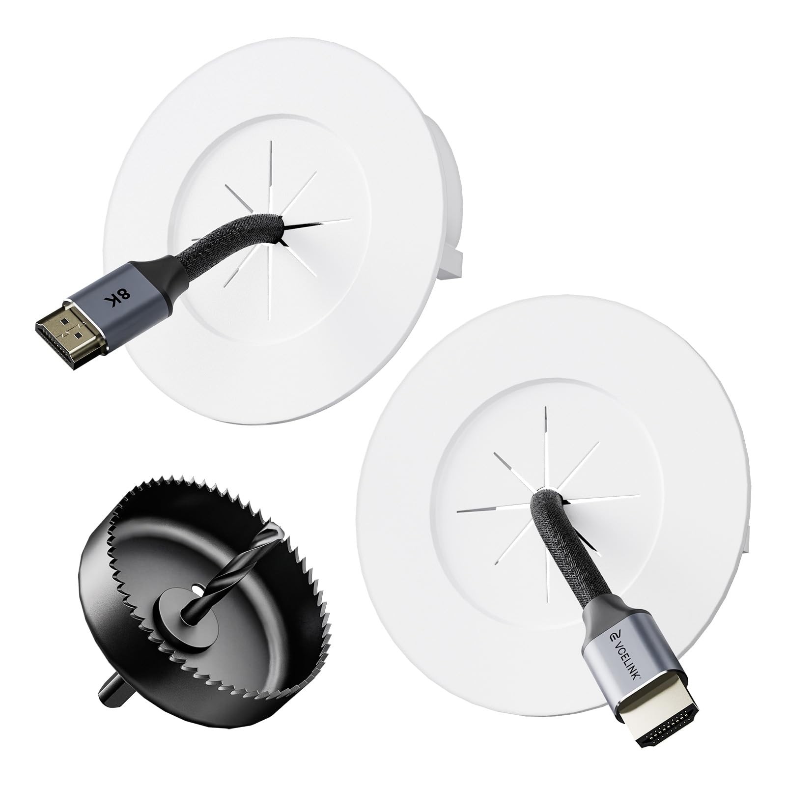VCELINK in Wall Cable Management Kit (3.79 inch/96 Rubber-Medium Size, White 