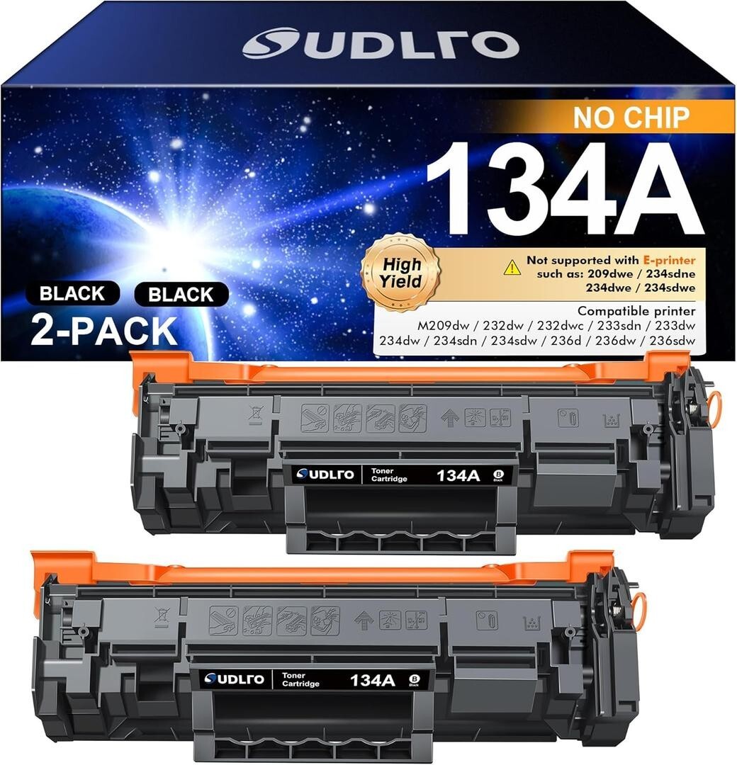 (No Chip) 134A Toner Cartridge Replacement for HP 134A Black Toner Cartridge W13