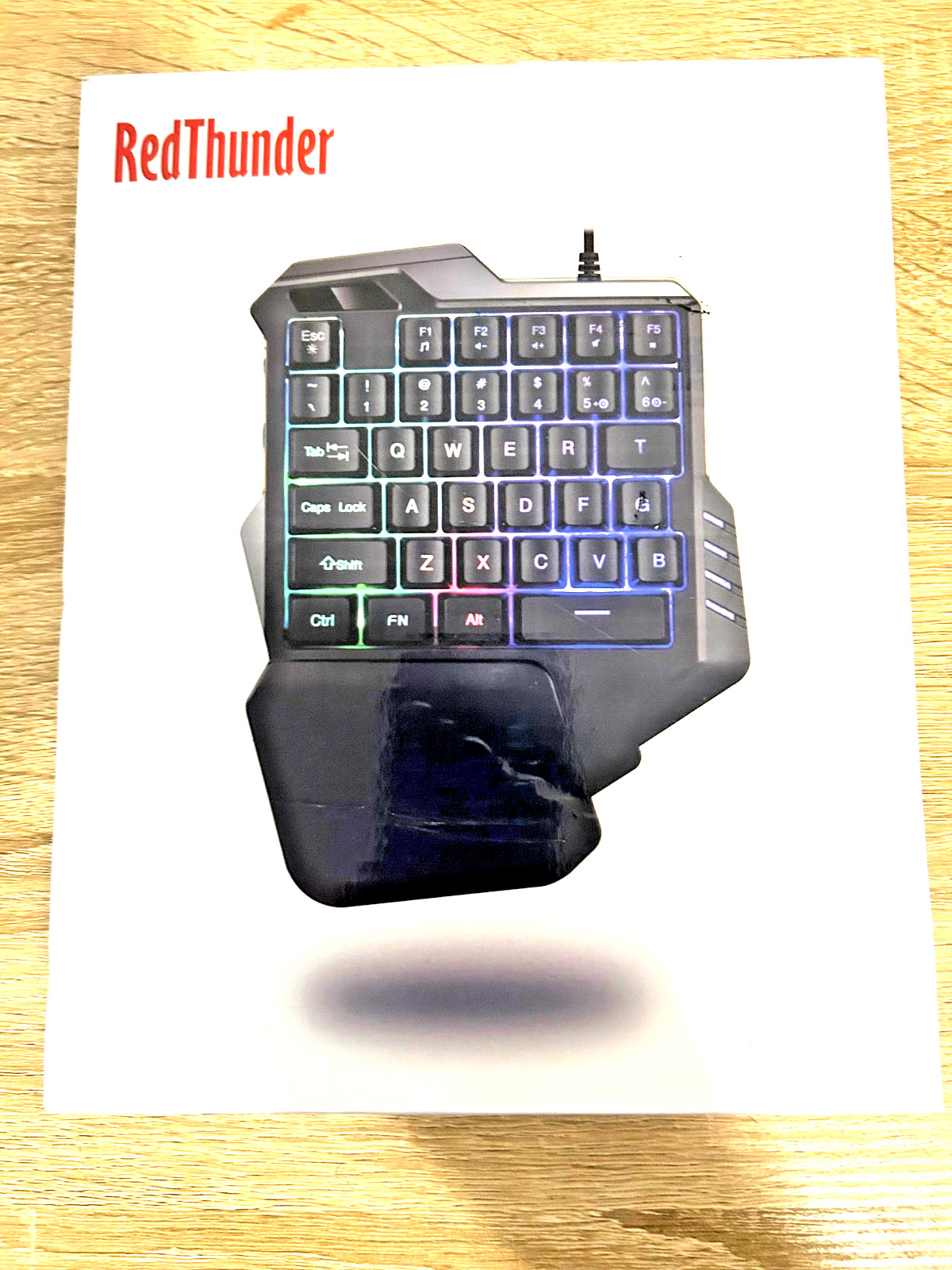 Red Thunder One Handed Gaming Keyboard RGBBacklit 35 Keys Portable Mini Gaming