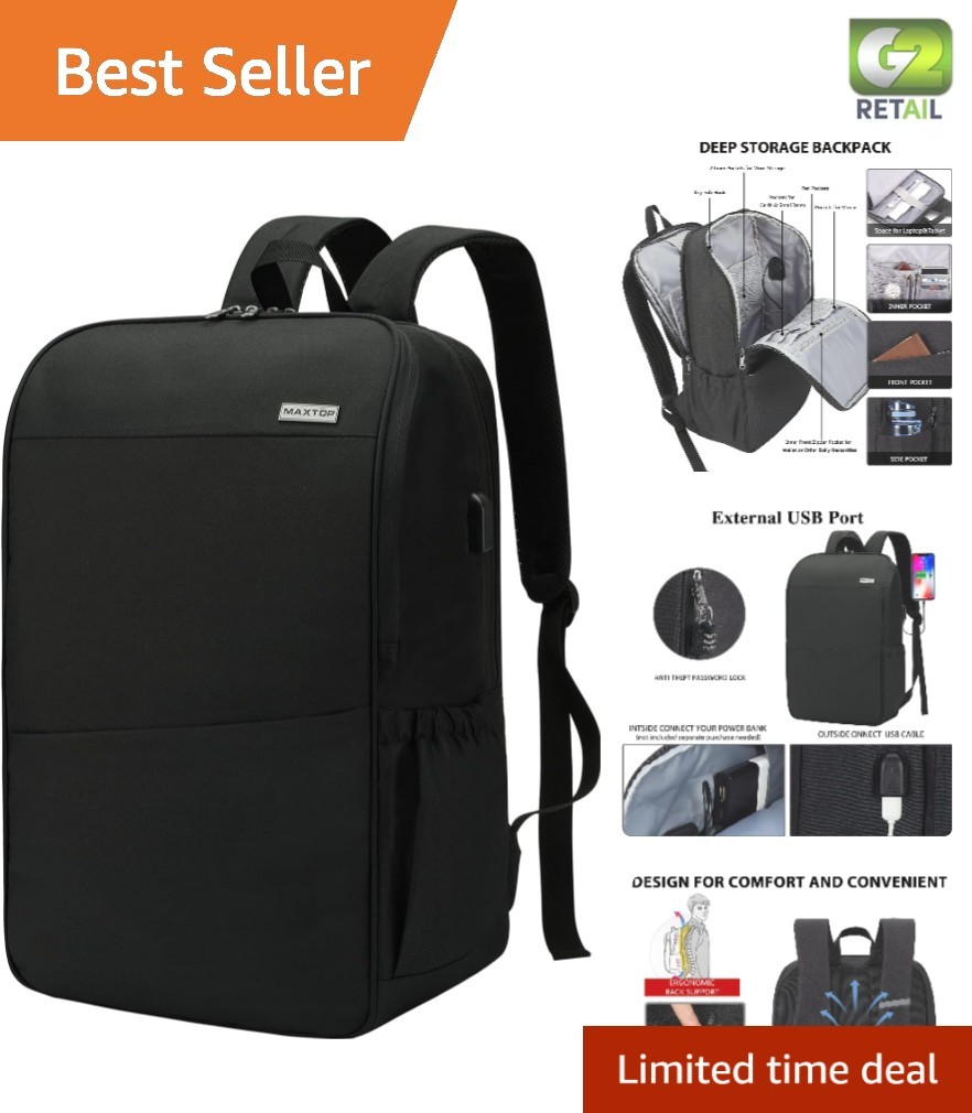 Elegant Travel Laptop Backpack with USB Charging & Anti-Theft Design - 18.4 Inch