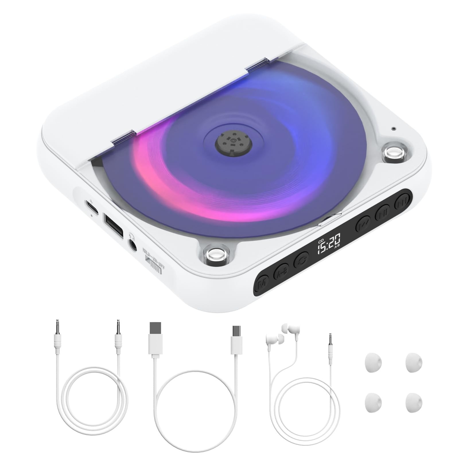 CD Player for Car,MONODEAL External Portable Car CD Players with AUX Cable/BT...