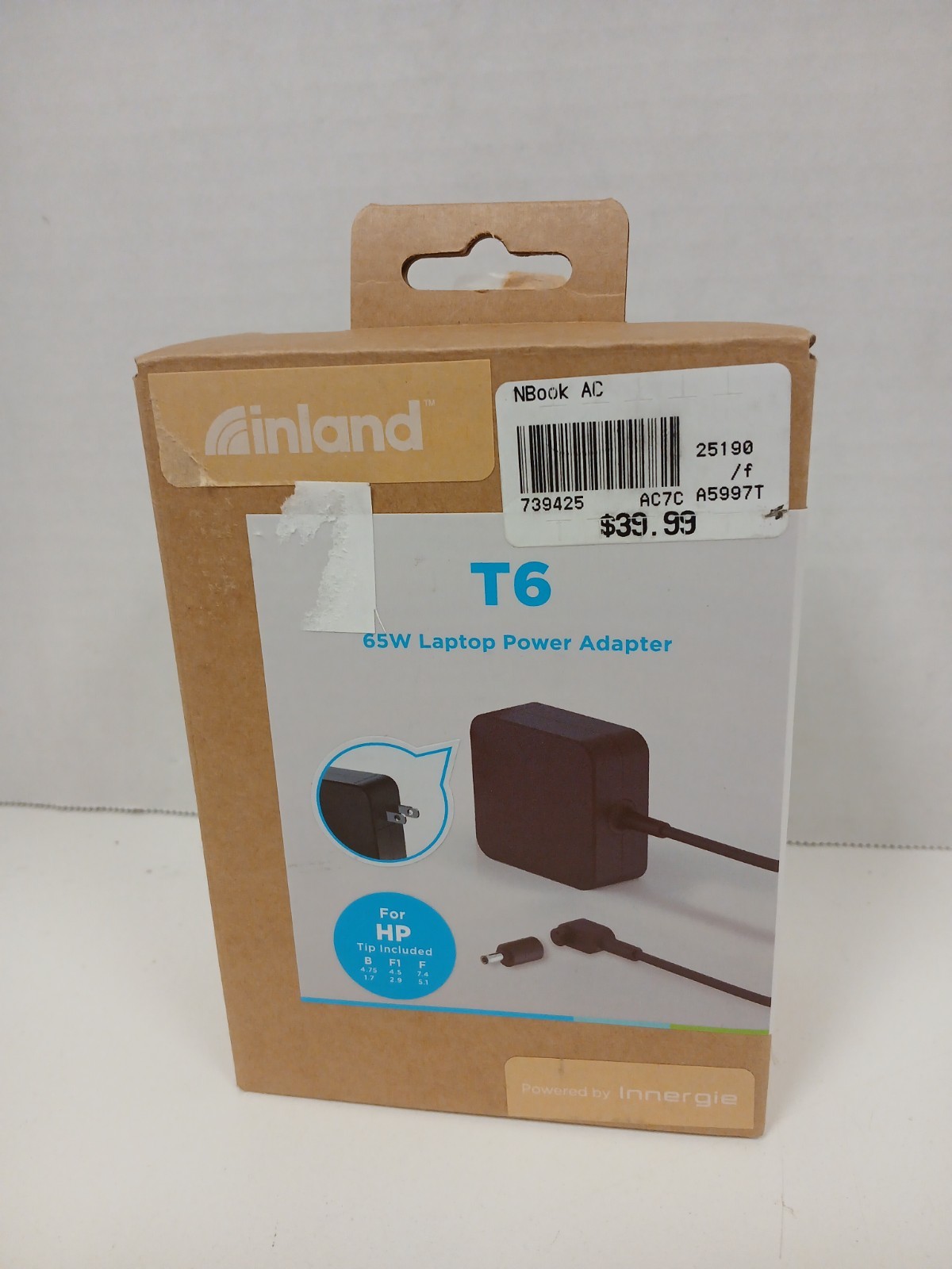 Inland T6 65W Laptop Power Adapter With HP Adapter Tips