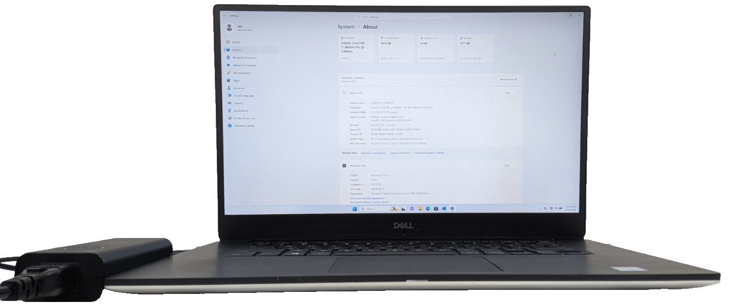 Dell Precision 5530  6 Core i7 8th Gen 16GB 512SSD NVIDIA Quadro P1000 Grade A-
