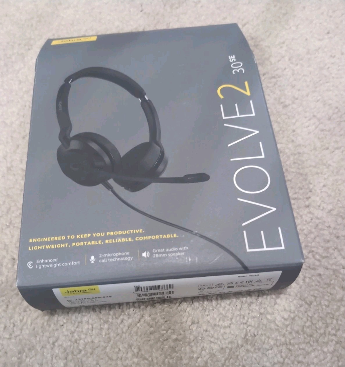 Jabra Evolve2 30 SE MS Stereo Wired Headset USB-A Black  New
