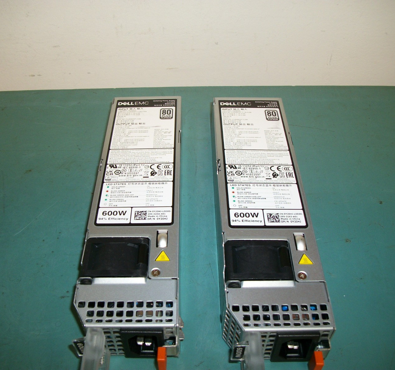 LOT OF 2 DELL EMC L600E-S1 600W 80+ Server Switching Power Supply Module Units.