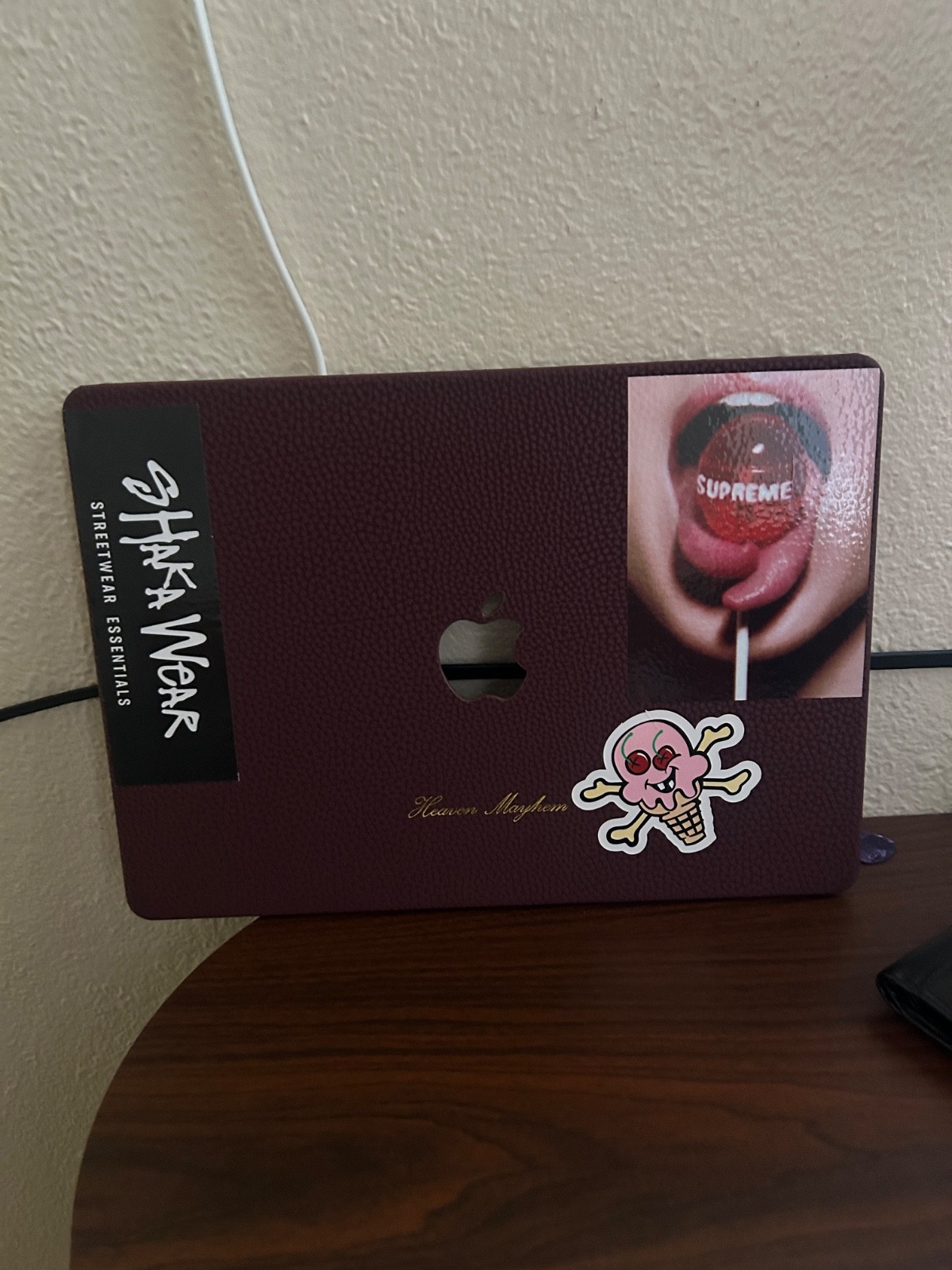 M4 14" MacBook Pro Heaven Mayhem Burgundy W/ (Supreme,BBICECREAM)  Stickers