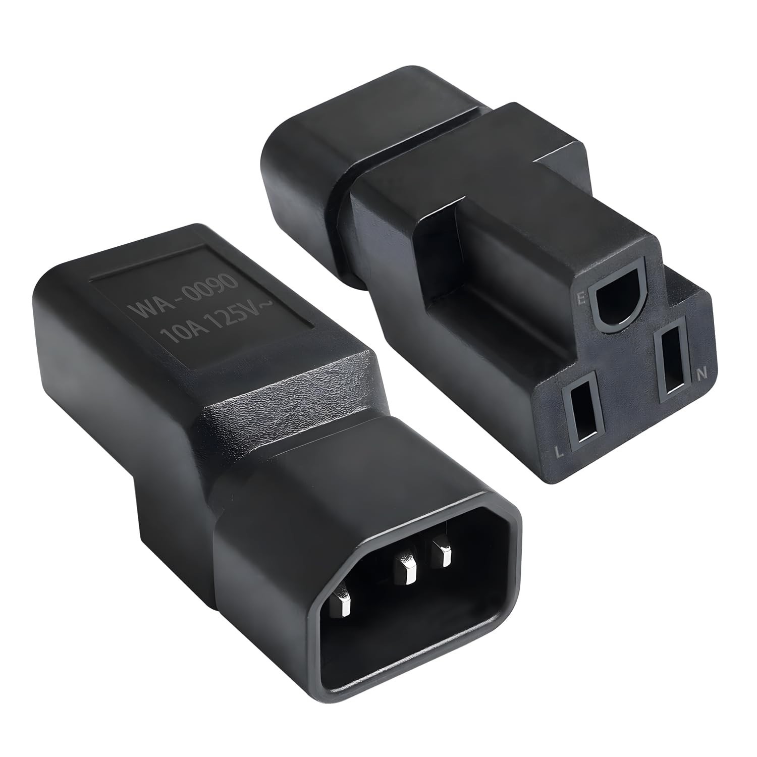 10 Pack IEC320 C14 to NEMA 5-15R Power Plug Adapter, UPS Extension Connector