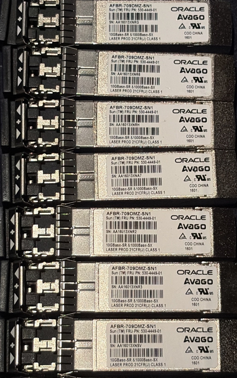 Lot of 5 Avago 10GBASE-SR & 1000Base-SX SFP Module AFBR-709DMZ-SN1 530-4449-01