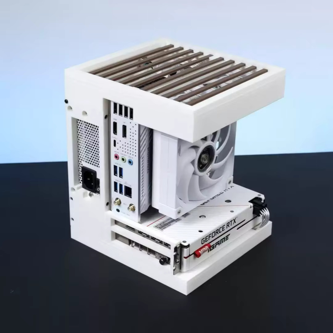ITX Mini Tower Case, Tempered Glass Sea View Room Desktop Chassis, Compatible