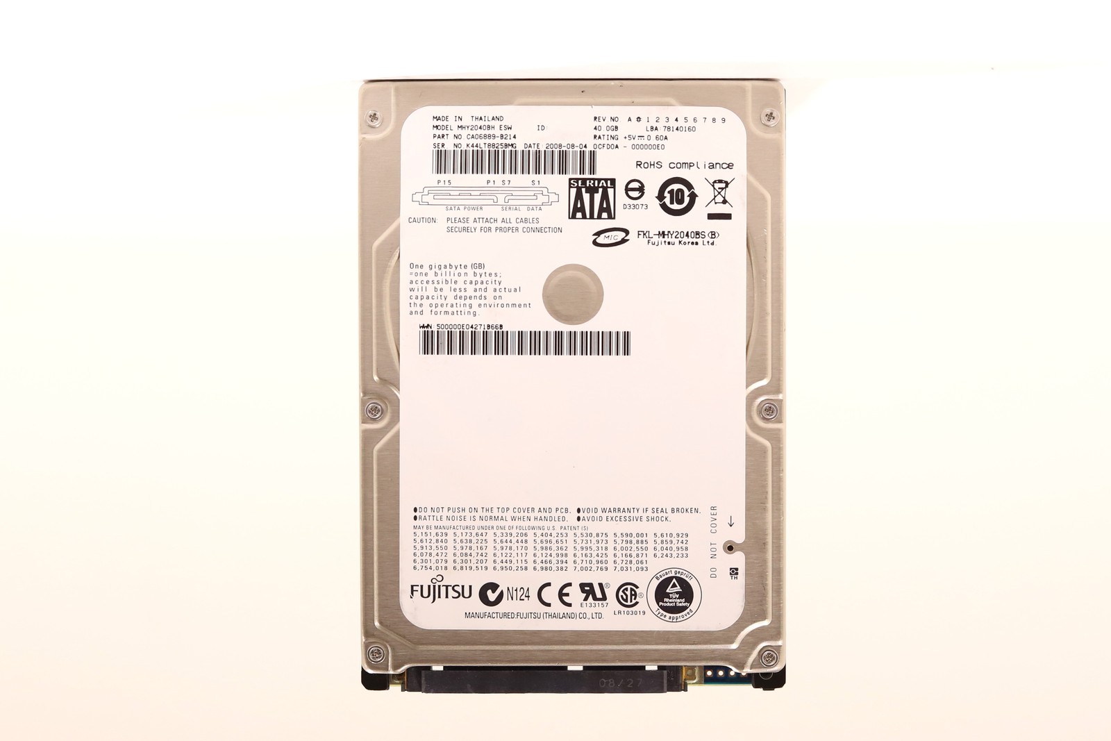 Fujitsu MHY2040BH 40GB 2.5" 1.5Gb/s 8MB 5.4K RPM SATA HDD P/N: CA06889-B214