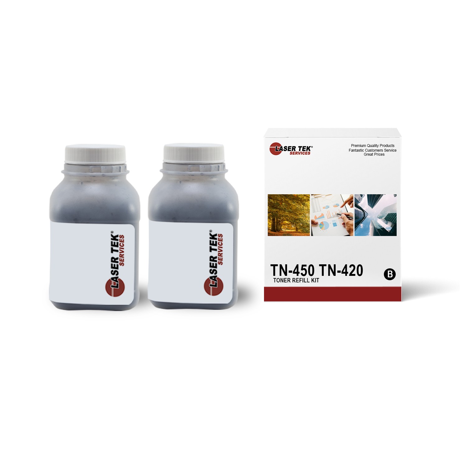 2Pk LTS TN450 TN420 Black Toner Refill Kit Compatible with Brother DCP7065DN