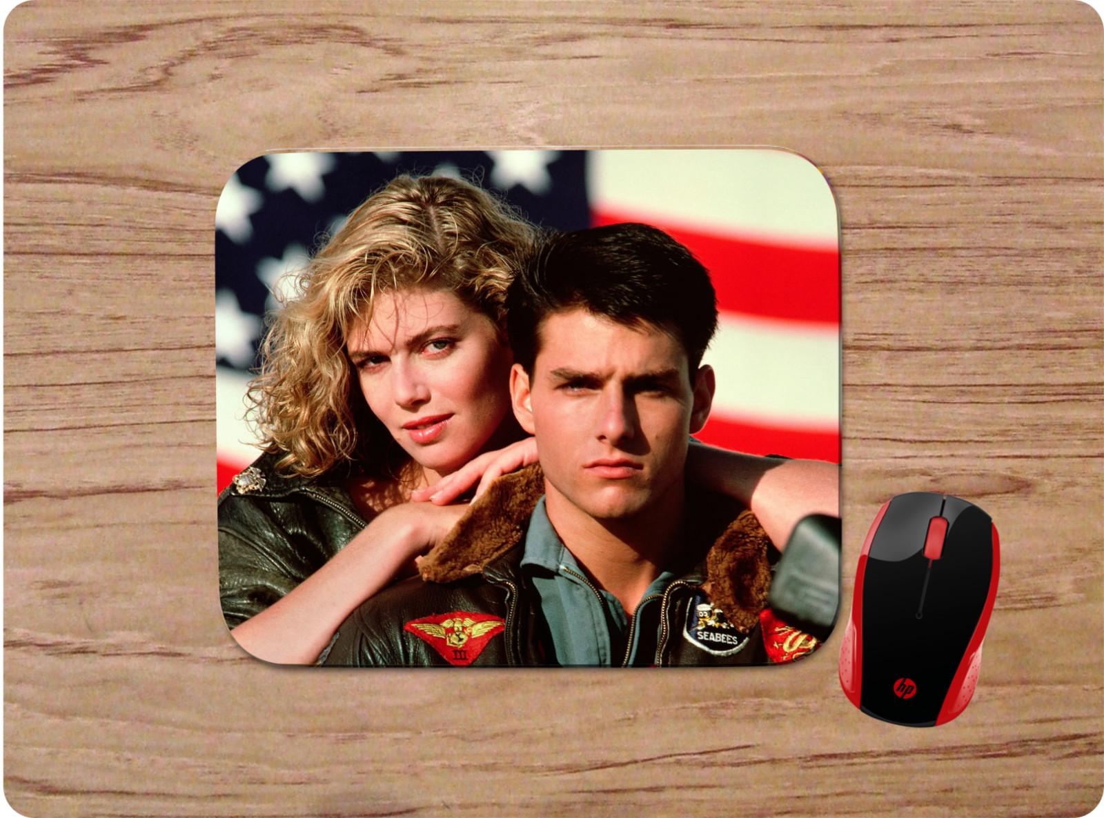 TOP GUN MAVERICK AMERICAN FLAG CUSTOM MOUSE PAD NEOPRENE HOME OFFICE GIFT 