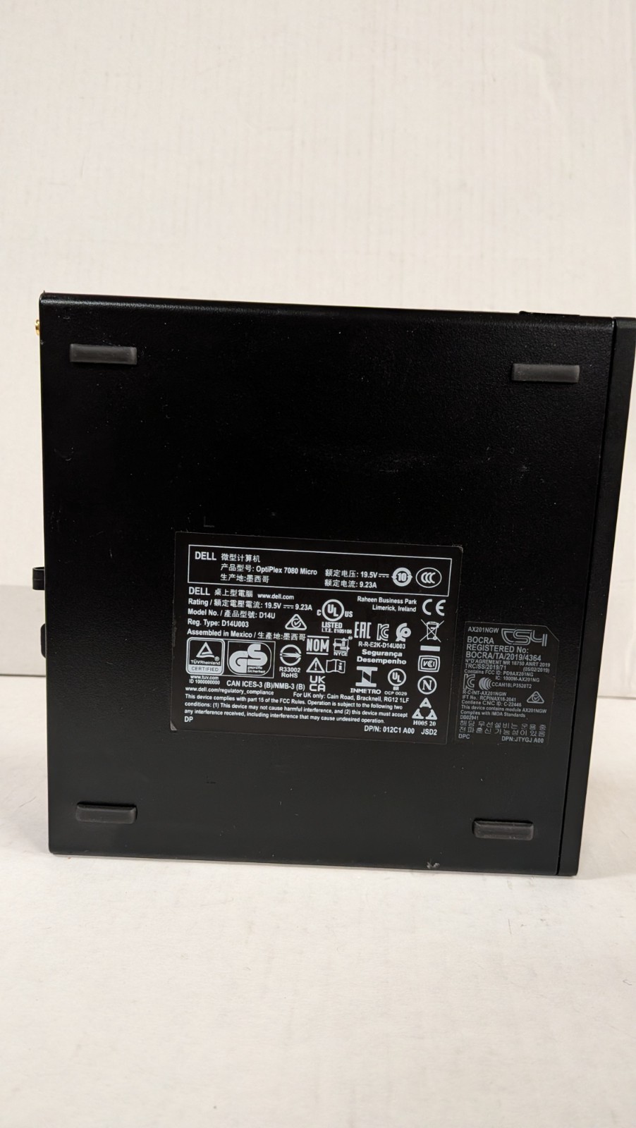 Dell 7080 micro barebones no Cpu hdd ram adapter w/ wifi