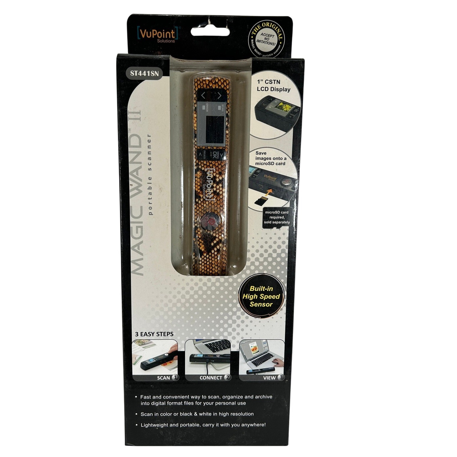 VuPoint Solutions Magic Wand II Portable Scanner ST441SN Snakeskin Print 900 DPI
